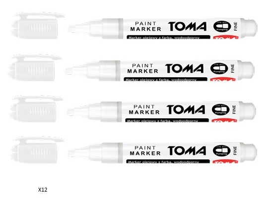 Unauswaschbare Öl-Gartenmarker, 1,5 mm, WEISS, Packung mit 12 Stück