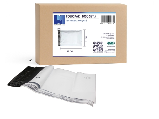 A3-Versandtaschen 31 x 42 cm, LDPE 55 Mikrometer, Karton mit 1000 Stück
