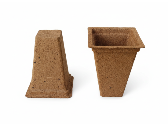 Quadratischer, hoher Bio-Blumentopf aus Kokosfaser HS 11 x 11 x 16 cm, 1,5 l  WIMAR