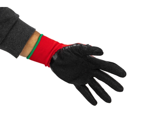 Polex-Schutzhandschuhe für Bau und Landwirtschaft – 12 Paar rot-schwarz, Größe auswählen