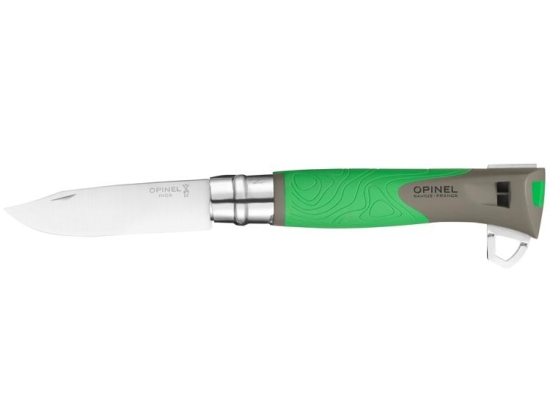 OPINEL Explore Messer, grün, Nr. 12 + Zange zum Entfernen von Zecken