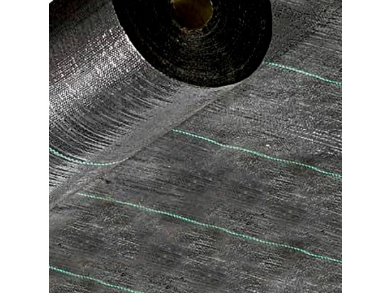 Agrargewebe 1,0 x 15 m, schwarz mit grünen Streifen, 99 g, Minirolle