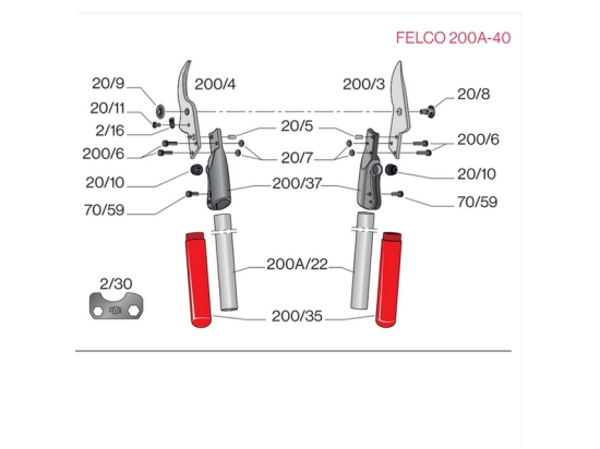 Professionelle Astschere Felco 200A-40, zweihändig
