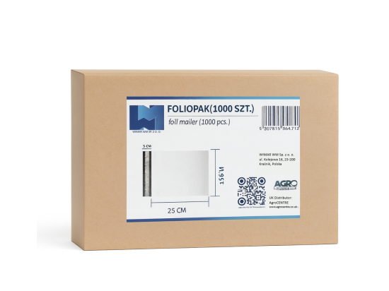 B5-Versandtaschen 19 × 25 cm, LDPE 55 Mikrometer, Karton mit 1000 Stück