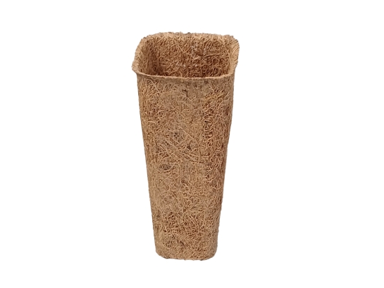 Quadratischer, hoher Bio-Blumentopf aus Kokosfaser, HS 5 x 5 x 8 cm, 0,2 l  WIMAR