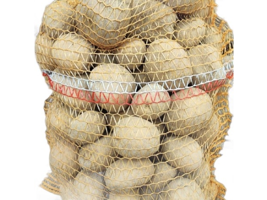 Raschel-Säcke, 15 kg, 42 x 60 cm, mit PL-Flagge, orange, 100 Stück, für Kartoffeln