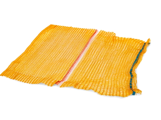 Raschel-Säcke, 15 kg, 42 x 60 cm, mit PL-Flagge, orange, 100 Stück, für Kartoffeln